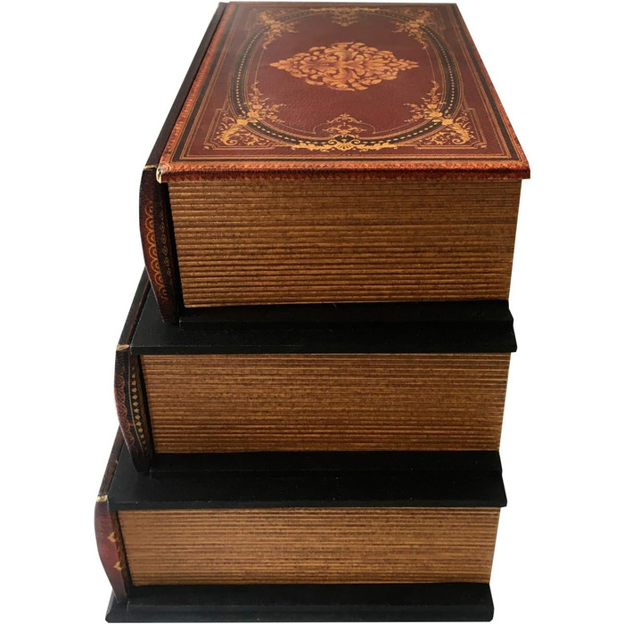 Міні-комод Rebecca Mobili, органайзер для столу, форма книги, 3 шухляди, МДФ ПВХ полотно, ретро стиль, для ювелірних виробів та косметики - Розміри 22 x 24 x 16 см (В x Д x Ш) - Арт. RE6443 22x24x16 см