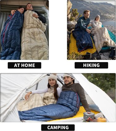 Натурхиковий пуховий спальний мішок, ультралегкий, компактний портативний, конверт 650 FP, зимовий спальний мішок на 3-4 сезони з невеликим розміром упаковки для кемпінгу на свіжому повітрі, CWM400-темно-синій (6)