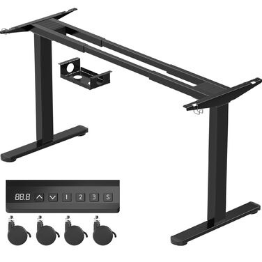 Електричний стіл Homall з регулюванням висоти та 2 двигунами, електричний стіл до 100 кг, 2-етапний телескопічний, рама столу з пам&39яттю налаштувань, функція захисту від зіткнень, чорний