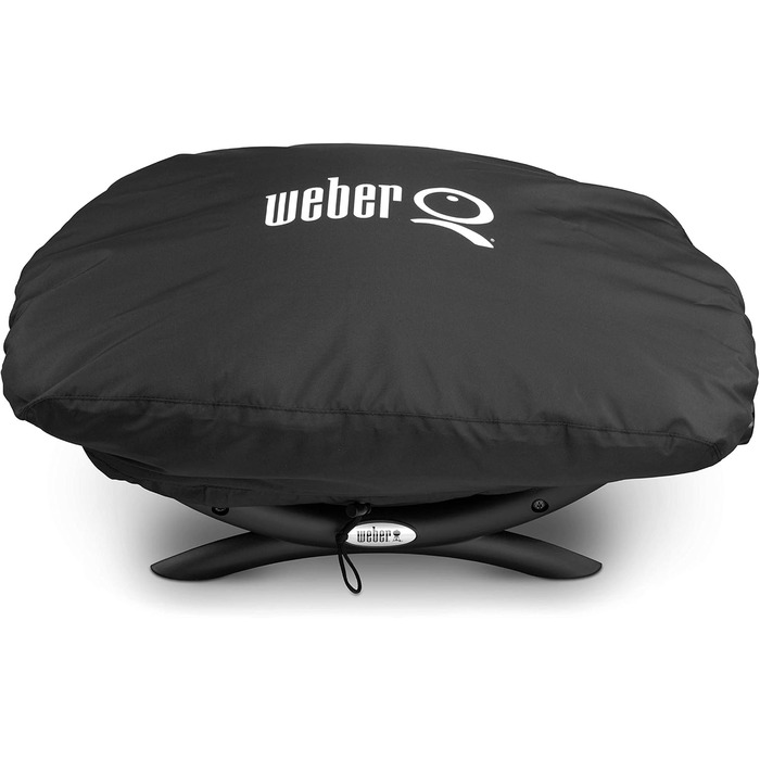 Електрогриль Weber Q1400, 43 x 32 см, темно-сірий (52020079) та преміум-чохол для гриля серії Q100/1000, чорний, 27.9x25.4x23.6 см (7117) комплект
