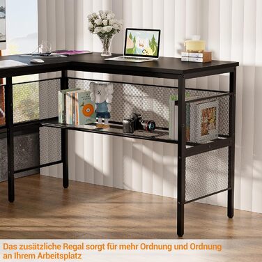 Г-подібний ігровий стіл, 14117x76 см, комп&39ютерний стіл з відділенням для зберігання речей, офісний стіл з двостороннім кутовим столом для навчання, ігровий, домашній офіс, чорний