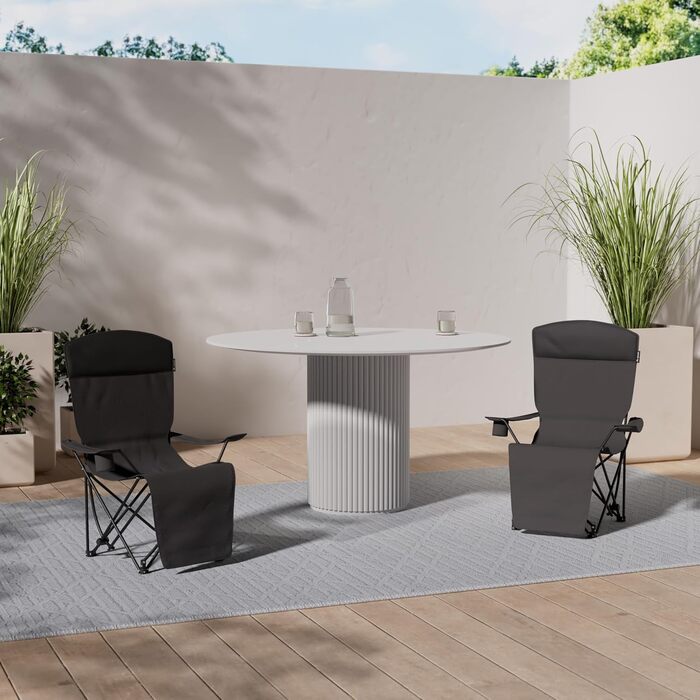 Кемпінгове крісло qeedo Johnny Relax з функцією відкидання, вантажопідйомність до 105 кг, розкладне крісло з підставкою для ніг, тримачем для напоїв та відділенням для охолодження, зручне, регульоване рибальське крісло або крісло для фестивалю, темно-сіри