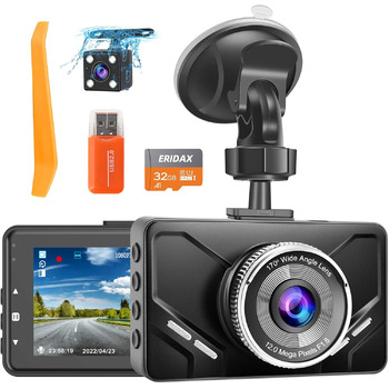 Відеореєстратор автомобільний передній і задній, подвійна автомобільна камера з SD-картою, FHD 1080P, 3-дюймовий IPS екран, нічне