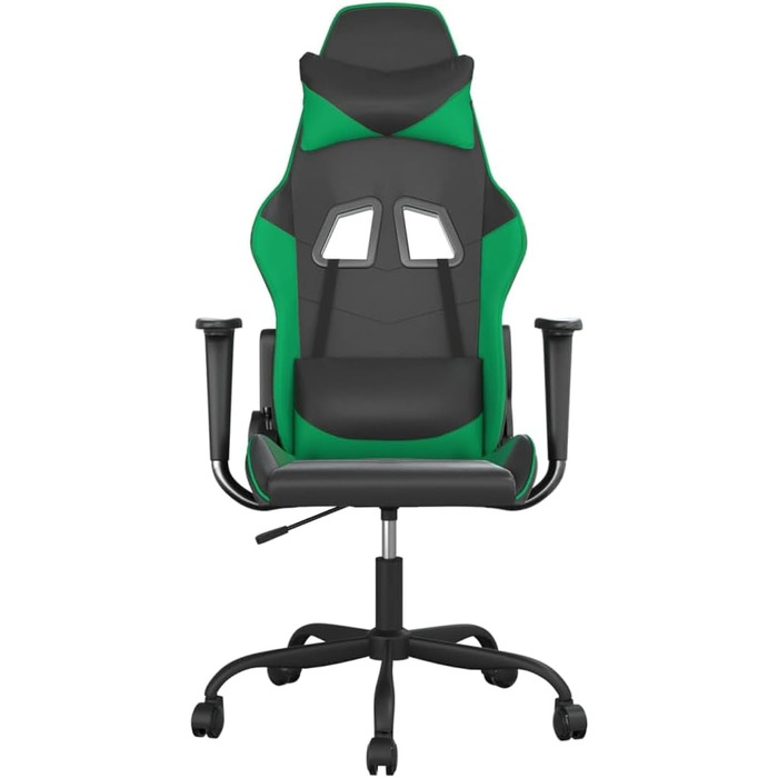 Ігрове крісло, чорно-зелена штучна шкіра, офісне крісло, ігрове крісло, обертове крісло, стілець для столу - 3143644