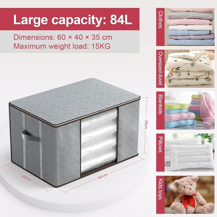 Сумка для зберігання GoMaihe 4 комплекти велика складна коробка для зберігання з кришкою, посиленою ручкою та блискавкою, органайз