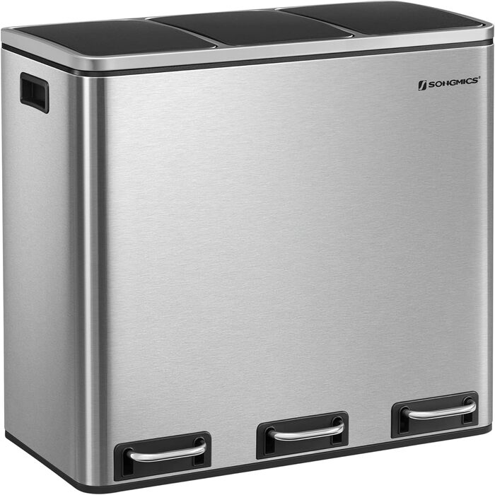 Відро для сміття з 3-ма пакетами, 3 x 18 літрів, з 3-ма відділеннями, кришка з повільним закриттям, з внутрішніми контейнерами та