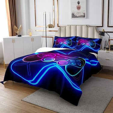 Покривало для ліжка Tbrand Gamepad, ковдра для підлітків-геймерів для хлопчиків, декор для відеоігор, покривало для кушетки, 220x240 см, барвистий сучасний ігровий контролер, 3 предмети, блискавка