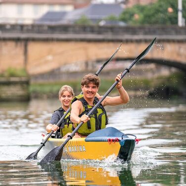 Надувний каяк преміум-класу Aqua Marina Tomahawk AIR-K високого тиску Drop-Stitch для 1 особи, довжина 375 см, темно-синій/жовтий