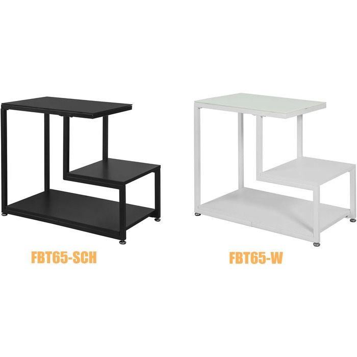 Журнальний столик зі скляною стільницею, журнальний столик, скляний стіл з 3 полицями, чорний, розміри Ш/В прибл. 65x55x35 см, Black-fbt65-sch, 65-SCH