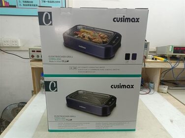 Електричний гриль CUSIMAX 1500 Вт Настільний гриль електричний з кришкою для внутрішнього та зовнішнього використання, електричний гриль з регульованою температурою, знімний піддон для крапель масла та пластина для гриля, чорний