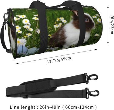 Спортивна сумка для подорожей, біло-коричнева, з принтом кролика, сумка на ніч, чорна, універсальний розмір