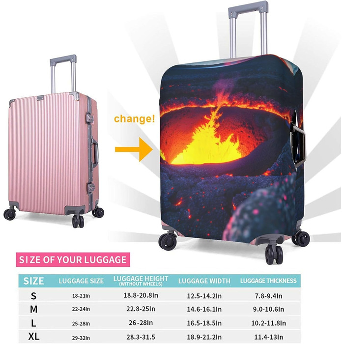 Чохол для валізи Kilauea з прихованою блискавкою, дизайн вулканічний принт, практичний, еластичний, машинне прання, для валіз, Білий/Пишний сад, X-Large Білий/Пишний сад XL
