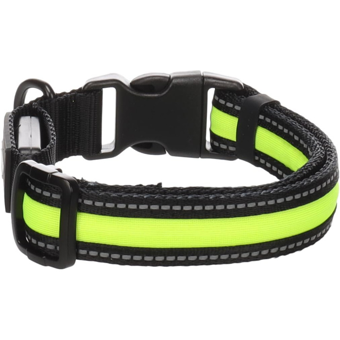 Нашийник для собак Flamingo Flitzy нейлоновий з LED підсвіткою, чорно-жовтий 35-50 см x 25 мм x 5 мм