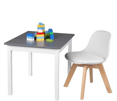 Дитячий стілець на дерев'яних ніжках висота сидіння 33 см, Міцні дитячі стільці зі спинкою для дитячої кімнати, PPPU (білий)