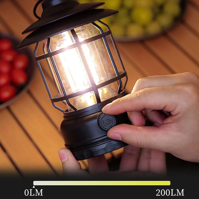 Світлодіодний кемпінговий ліхтар з акумуляторною батареєю, портативний вінтажний кінський ліхтар для походів та кемпінгу, з плавним регулюванням яскравості, 120 120 200 мм, 275 г