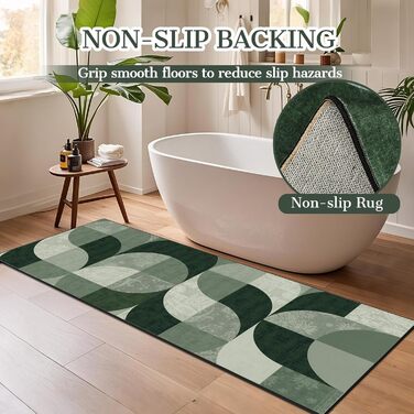 Килим-доріжка в стилі бохо для передпокою 80x200 см, зелений геометричний кухонний килим, який можна прати, нековзний килим-доріжка для передпокою, м&39який короткий ворс довгий килим для передпокою для кухні, спальні, вітальні, коридору 80 x 200 см (прям