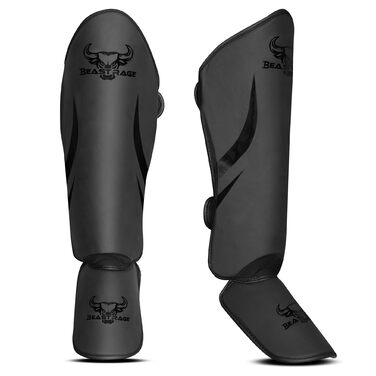 Щитки для гомілок BEAST RAGE для кікбоксингу, муай-тай, бойових мистецтв, захист ніг із захистом підйому стопи, щитки для гомілок, карате, боксу, тренувального спорядження MMA, спарингу, бразильського джиу-джитсу, таїландського кульмінатора, чорні S/M