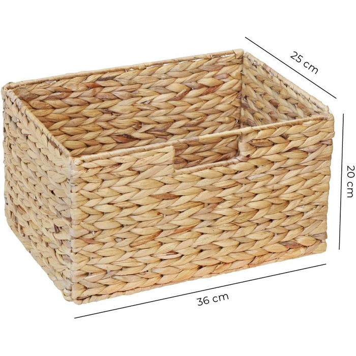 Кошик Billy з полицями 36 x 25 x 20 см, виготовлений з натурального водяного гіацинта, складаний плетений кошик, полиця-коробка, коробка для зберігання, кошик-шафа, розбірний та дуже стійкий, продається окремо