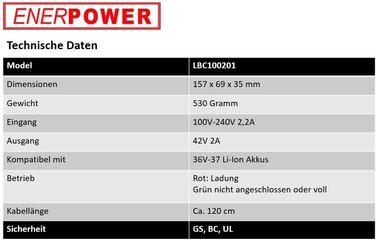 Зарядний пристрій Enerpower Li-Ion 36V замінює Derby Cycle Impulse 2A -XLR-4 для Kalkhoff