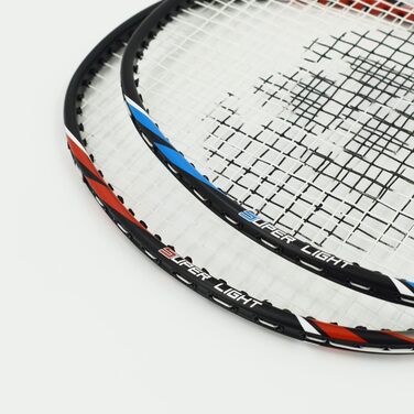 Набір для бадмінтону Senston Graphite, легка ракетка для бадмінтону з сумкою для ракеток, ракетка для бадмінтону для тренувань, розваг, рубіново-червоний рубіново-синій