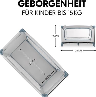 Дитяче дорожнє ліжечко з сумкою для перенесення - Великий отвір для гри - Компактно складається - Дитяче дорожнє ліжечко для малюків від народження до 15 кг Dream N Play Plus Dusty Blue