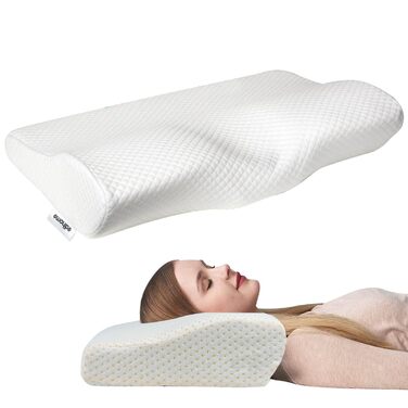 Подушка для шиї Edihome, подушка для зняття болю в шиї, 50 x 30 x 10 см, подушка для шиї з піни з ефектом пам&39яті, ортопедична подушка, ергономічна, з подвійним бавовняним чохлом, гіпоалергенна