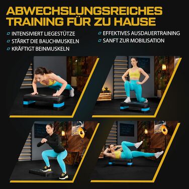 Степер TREX SPORT з регулюванням висоти для домашнього використання TX-030AS Аеробний степер 682810/15/20 см з 3 рівнями, нековзний, витримує до 350 кг Синій степер