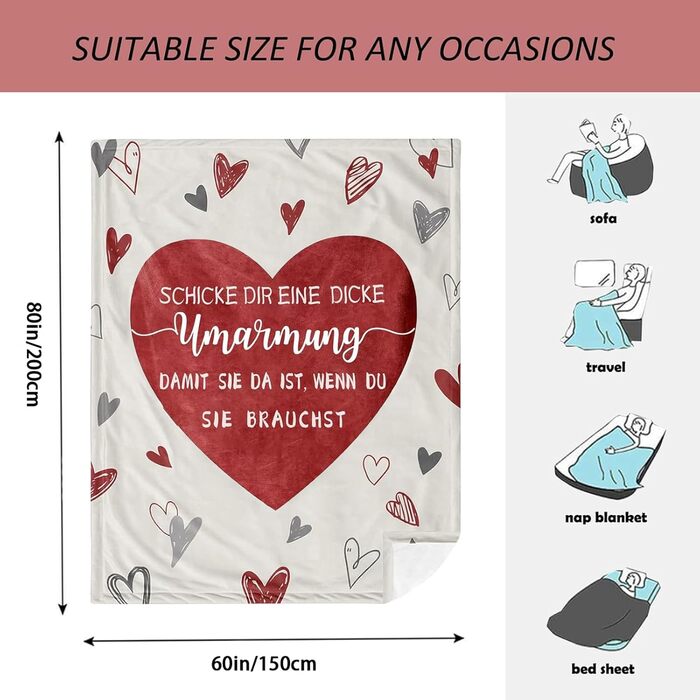 Подарунок для найкращої подруги, ковдра-обіймачка для дівчини, подарунок на день народження для дівчини, різдвяний подарунок для найкращої подруги, жінки, сестри, колеги 150*200 см