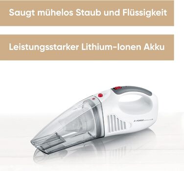 Акумуляторний ручний пилосос SEVERIN 3-в-1 S'POWER для дому та автомобіля, акумуляторний пилосос для сухого та вологого прибирання