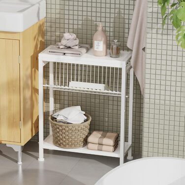 Вузький журнальний столик, маленький журнальний столик з 3 полицями, стійка для журналів, журнальний столик для вузьких приміщень, дротяна сітка, маленька тумбочка для ліжка, для вітальні, спальні, білий