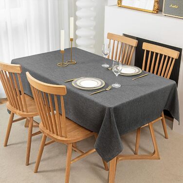 Скатертина WOLTU 130x260см скатертина льон льон вигляд лотос сірий миється брудовідштовхуюча легка у догляді колір та розмір на ви