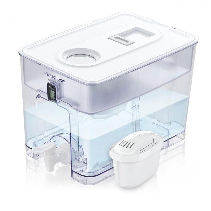 Фільтр для води Aquafloow XXL 9,5 л, фільтр усе в 1, диспенсер для води з краном і фільтром, диспенсер для фільтра для води - Зменшення води, хлору, води та рідин у водозбірнику