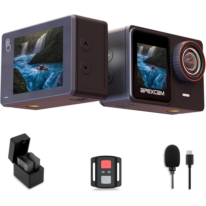 Подвійний екран Action Cam 4K60FPS 48MP Ultra HD WiFi Спортивна камера Підводна камера 40 м Водонепроникна 170 Широкий кут 2.4G Пульт дистанційного керування 2x1350mAh Батареї, 80Pro