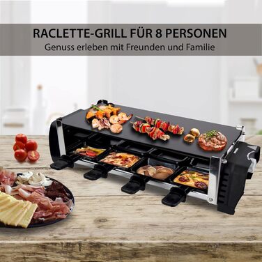 Раклет Syntrox Germany зі склокерамічною пластиною для гриля Design Glass для 8 осіб Grill RAC-1200W-Aarau