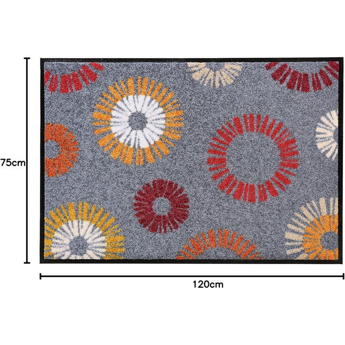 Килимок для дверей Erwin Mller Konz, килимок для збору бруду, килимок для очищення, теракота/сірий, розмір 75x120 см - нековзний, міцний, легко чиститься, підходить для підлоги з підігрівом. Терракота/сірий 75 x 120 см (прямокутний)