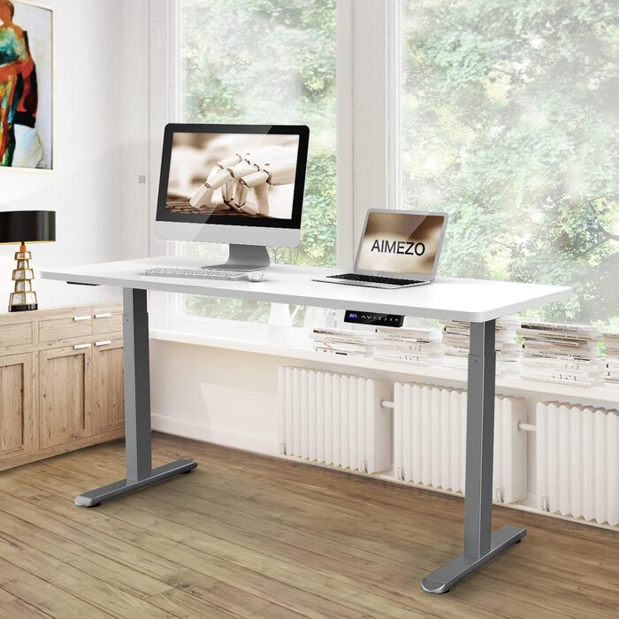 Каркас столу AIMEZO з регулюванням висоти та 2 двигунами, електричне регулювання висоти каркасу столу, захист від зіткнень та функція пам&39яті, сірий