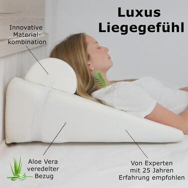 Ортопедична клиноподібна подушка з рефлюксом з поліуретану та віскозної піни, виготовлена в Європі Ергономічна та знімає тиск Зі знімним валиком для шиї Чохол з алое вера, який можна прати Ідеально підходить для хропіння та болю в спині