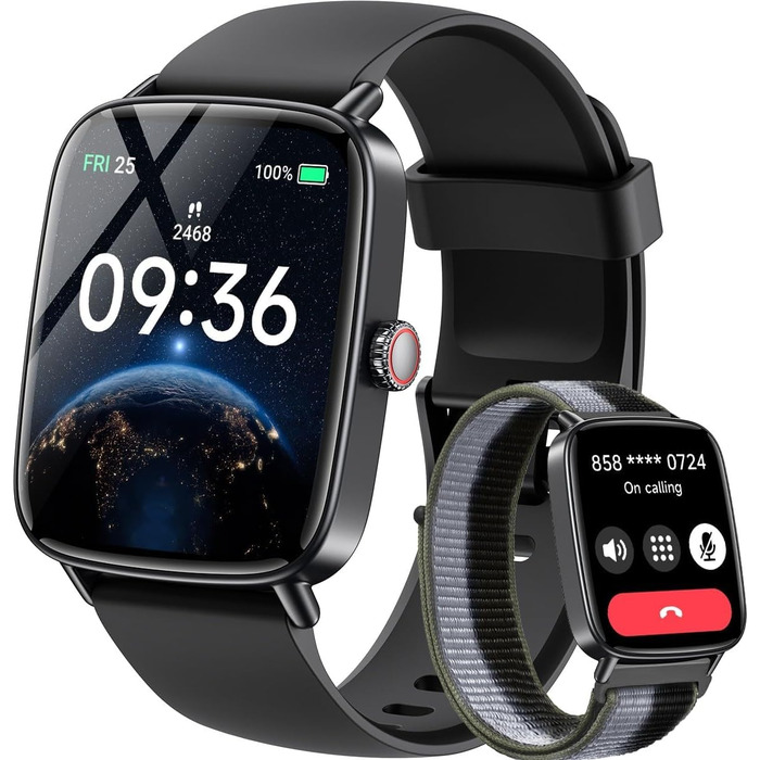 Розумний годинник Gydom для чоловіків з функцією телефону 1,85 дюйма HD 2 браслети фітнес-годинник фітнес-трекер серцевого ритму/SpO2/монітор сну/IP68 водонепроникний спортивний годинник крокомір для Samsung Android iOS чорний 1,85 дюйма чорний