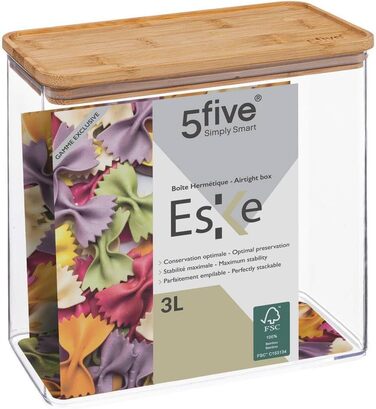 Прямокутний контейнер для зберігання з бамбуковою кришкою &39eske&39 3 л - 5 five simply smart 3 л