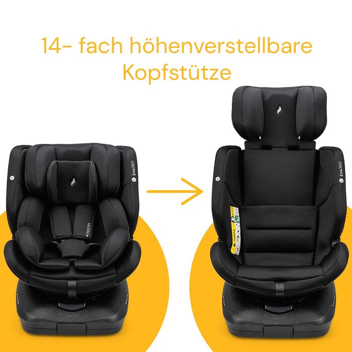 Поворотне дитяче автокрісло 40-150 см, реборд з Isofix, дитяче автокрісло - All Black, 360 i-Size