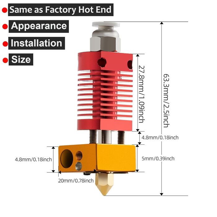 5Aplusreprap Ender 3 Hotend Upgrade - M3 Bolt Thermistor, Quick Replace, Compatible for Creality Ender 3 V2/Pro Hotend Replacement