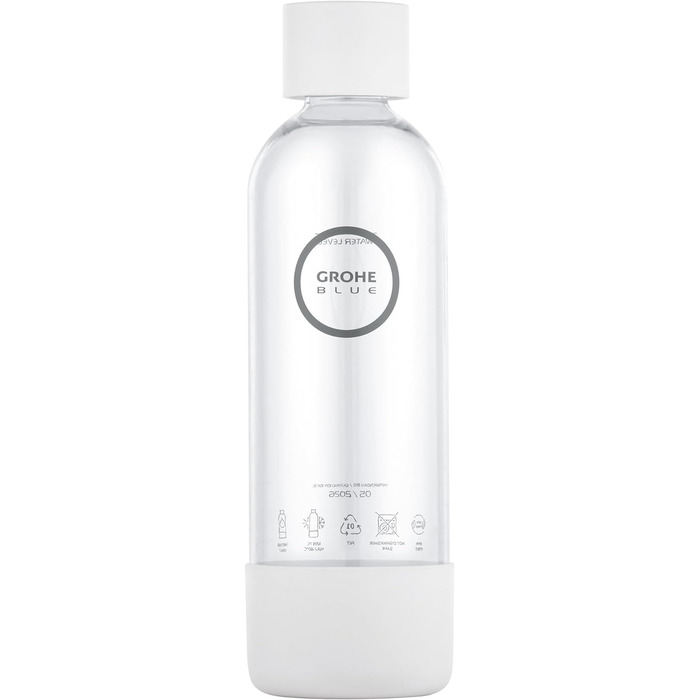 Пляшка для води (ємність 850 мл, не можна мити в посудомийній машині, байонетна кришка, сумісна з виробником газованої води GROHE Blue Fizz), біла, 41250L00