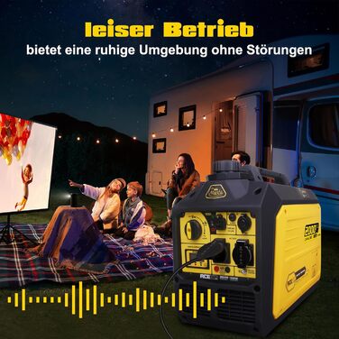 Інверторний генератор Aceup Energy 2000 Вт, бензиновий генератор з 230 В, 12 В, USB, цифровим дисплеєм, для кемпінгу на свіжому повітрі, супер тихий портативний 4-тактний інверторний бензиновий генератор потужністю 19,6 кг, потужністю 2000 Вт з інтелектуа