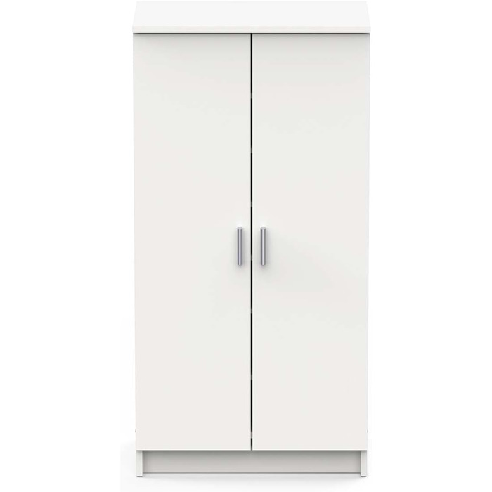 Багатофункціональна шафа з двома дверима та шістьма полицями, біла, розміри 55 x 108 x 36 см