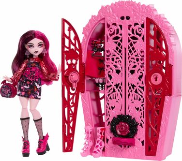 Набір ляльки Monster High Skulltimate Secrets та аксесуарів, Garden Mysteries Draculaura із зачарованою шафою та понад 19 сюрпризами для чаювання, такими як одяг для ляльок, HYT72
