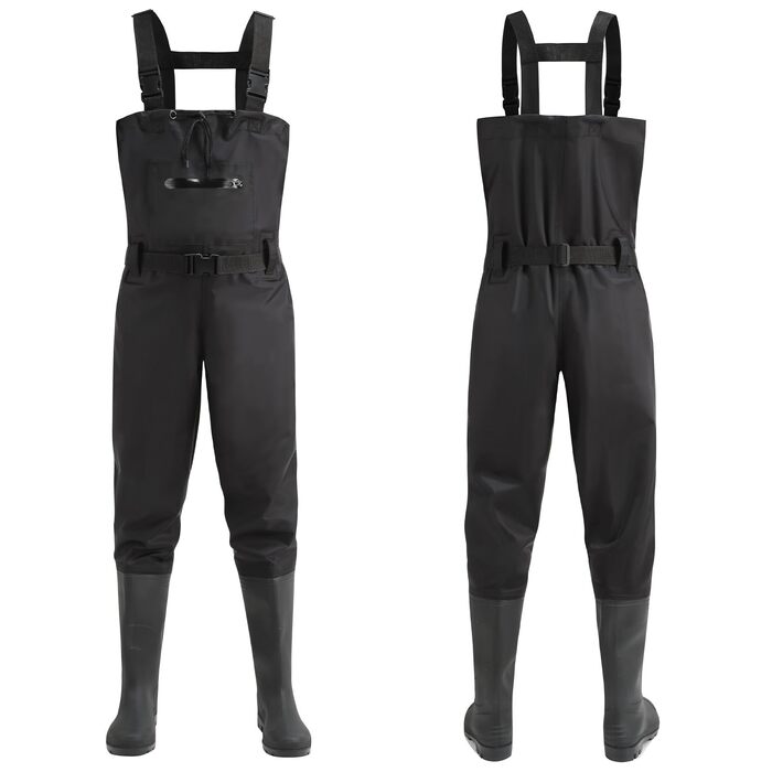 Чоловічі та жіночі потовщені вейдерси, рибальські вейдерси з чобітьми, вейдерси з нагрудними кишенями, регульованими ремінцями, нейлонові вейдерси, рибальські вейдерси 44W
