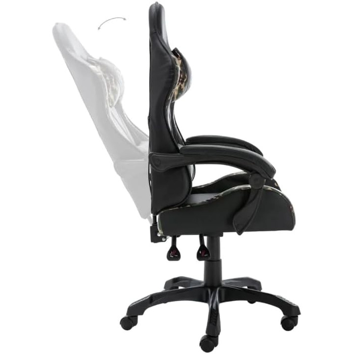 Елегантне ігрове крісло Ергономічне офісне крісло з підголівником та поперековою опорою - Ігрове крісло Офісне крісло, чорне та камуфляжне штучне шкіряне покриття