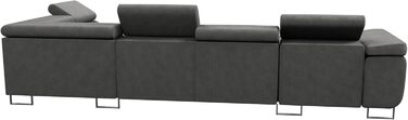 Вітальня Sofnet Caris U з функцією сну та регульованими підголівниками, кутовий диван з двома відділеннями для зберігання речей, кушетка, диван, розкладний диван (Чорний (Kronos 07), Кутовий диван лівий) Чорний (Kronos 07) Кутовий диван лівий