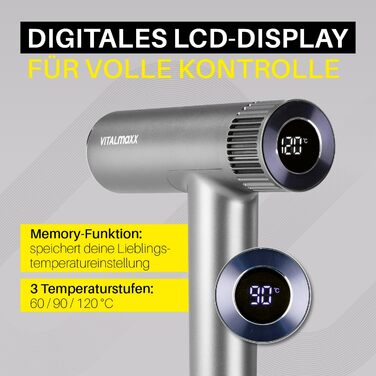 Компактний фен з іонізацією та BLDC-мотором Фен з 3 рівнями температури та 2 швидкостями 2 насадки та цифровий дисплей 1500 Вт надзвичайно тихий