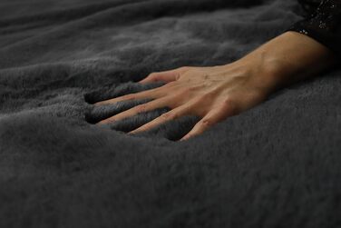 Плед для вітальні, штучне хутро, Rabbit Deluxe, 150x200 см, 750 г/м, плед зі штучного хутра (сірий), сірий, 150 x 200 см